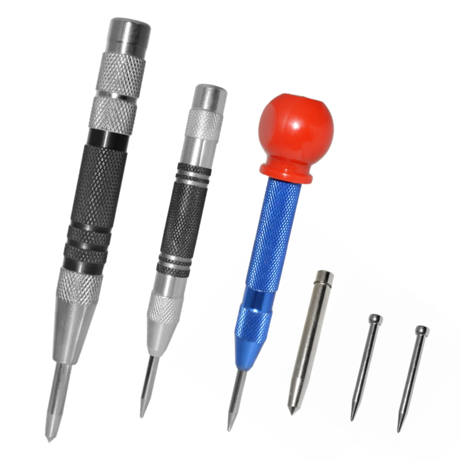 

6pcs/set Heavy Duty Portable Hole Automatic Center Punch Adjustable Tension Wood Metal Spring Loaded Carpenter Glass Non Slip