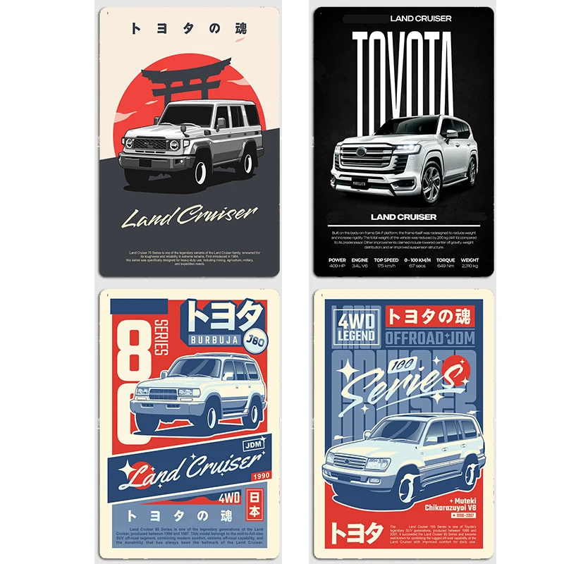 Фото Металлический постер/табличка для автомобиля Land Cruiser серий 70, 80, 100, на заказ, для интерьера, для автоклуба, для дома, настенный декор №1
