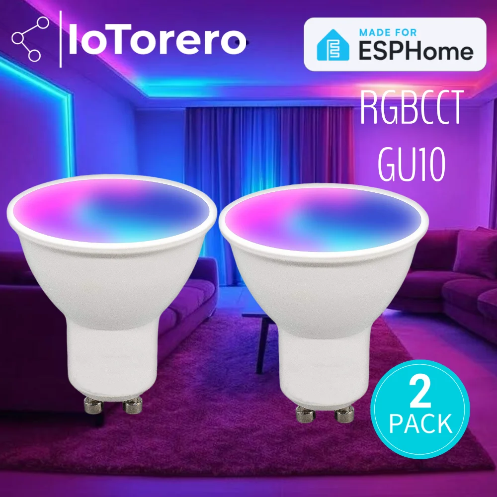 Фото IoTorero, сделанная для 2-Pack GU10 RGBCCT светодиодная лампа ESPHome, работает с домашним помощником №1