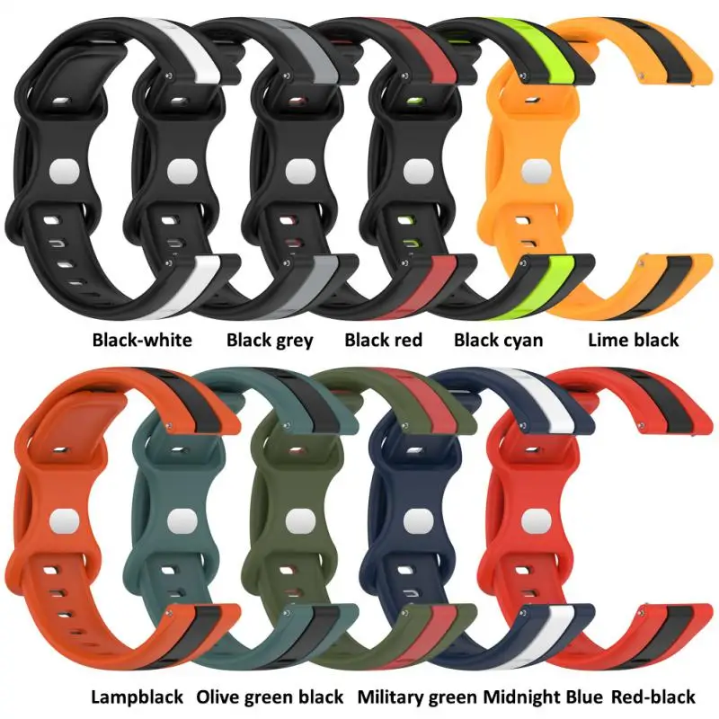 

Silicone Watchbands For Samsung Watch5 Pro/Match 4 Two-color Butterfly Buckle 20MM 22MM Watchband Silicone Bracelet Smart