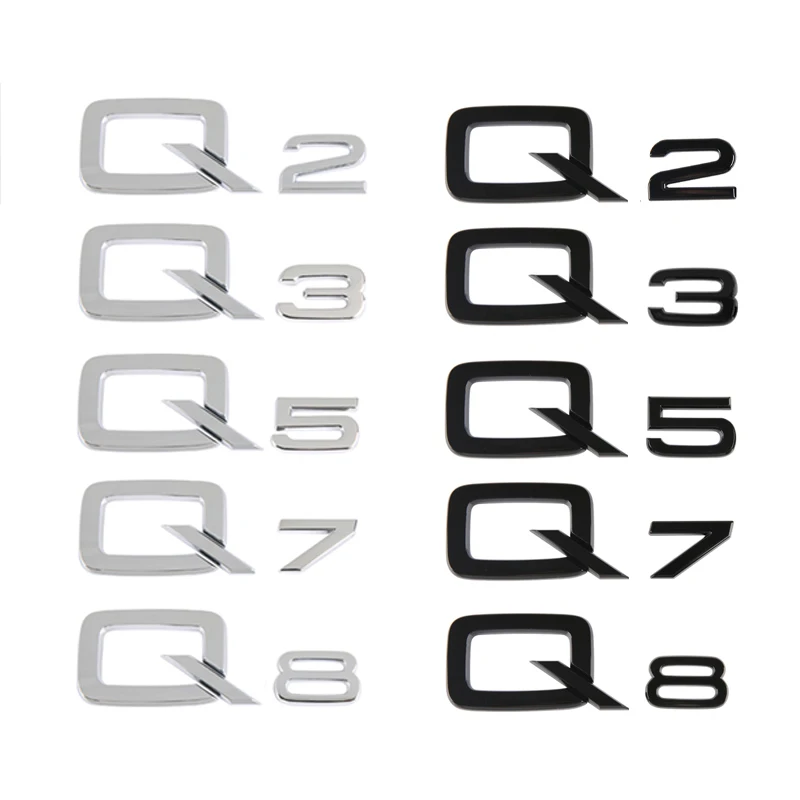 

For Audi A1 A3 A4L A5 A6 A7 A8L Q2 Q3 Q5 Q7 Q8 3D chrome-plated glossy black ABS TDI TFSI rear logo sticker