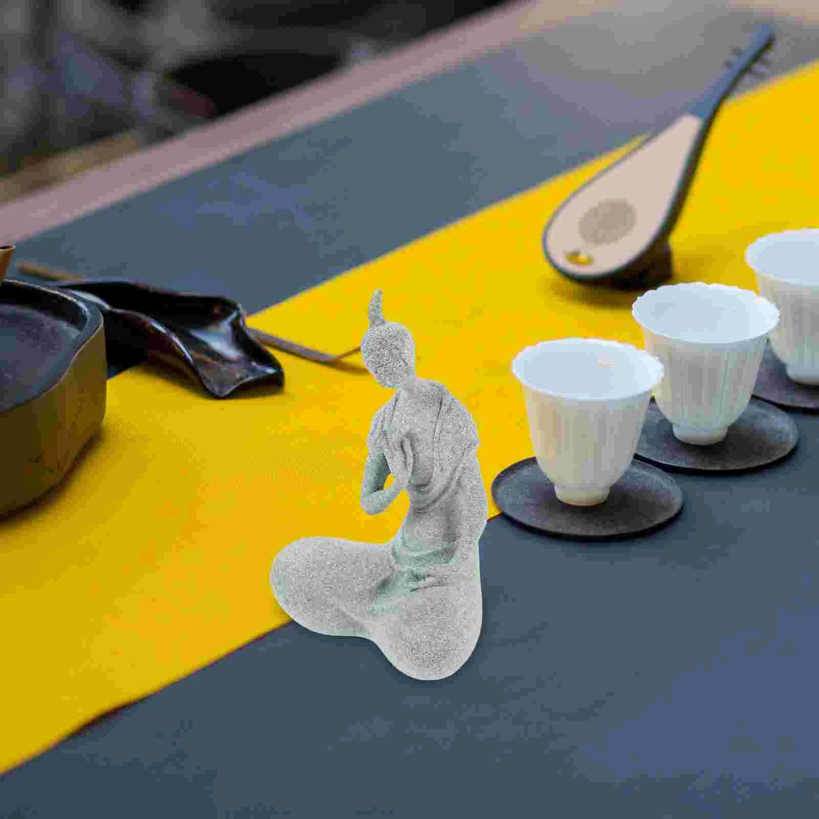 

Sandstone Figurine Desktop Buddha Home Decor Chinese Style Craft Statue Green Zen