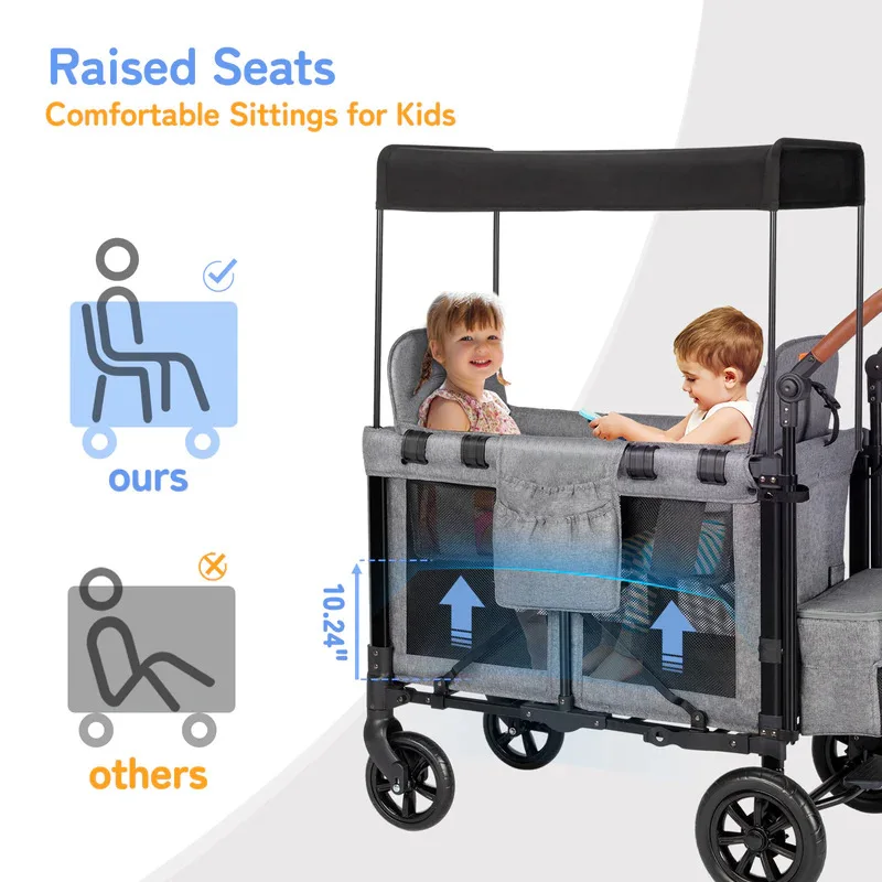 Роскошная складная коляска Hevy Duty Twin Baby на заказ 2024 уличная роскошная дорожная с