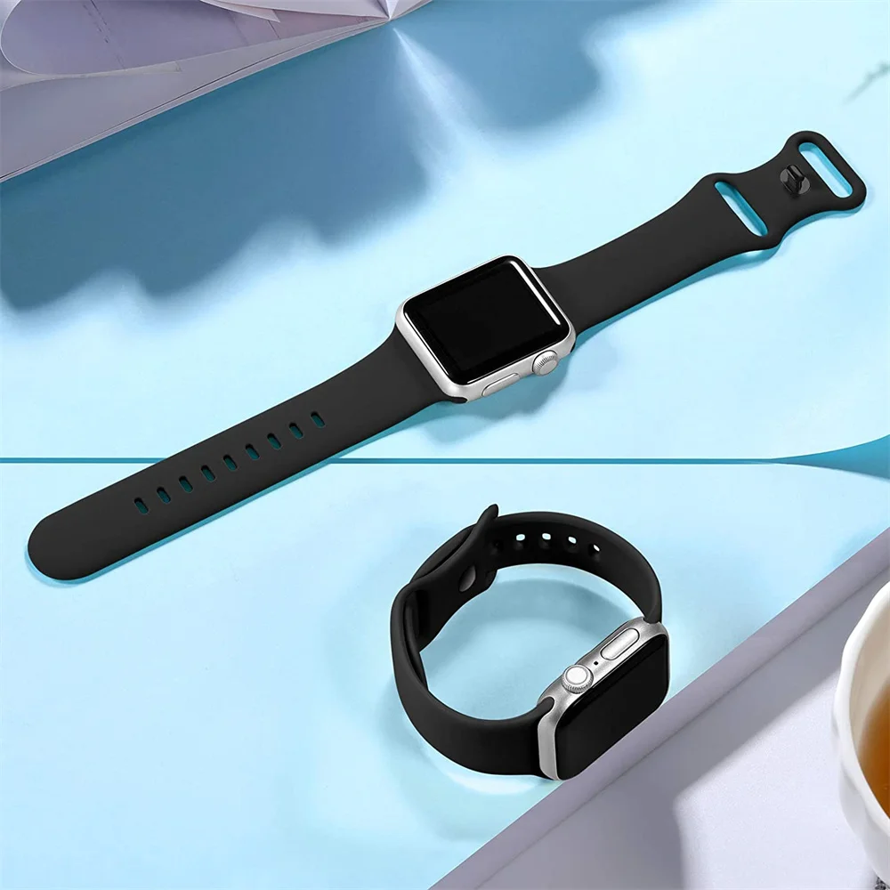 Silicone Strap For Apple Watch Band 45mm 44mm 49mm 41mm 40mm 42mm 38mm Sports Soft bracelet iwatch series 8 7 se 3 4 5 6 Ultra