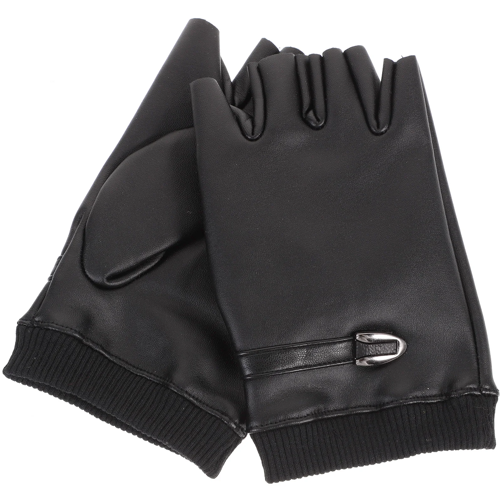 

PU Gloves Cycling Half-finger Round Gloves Driving Gloves for Men Women(Black,Free Size)