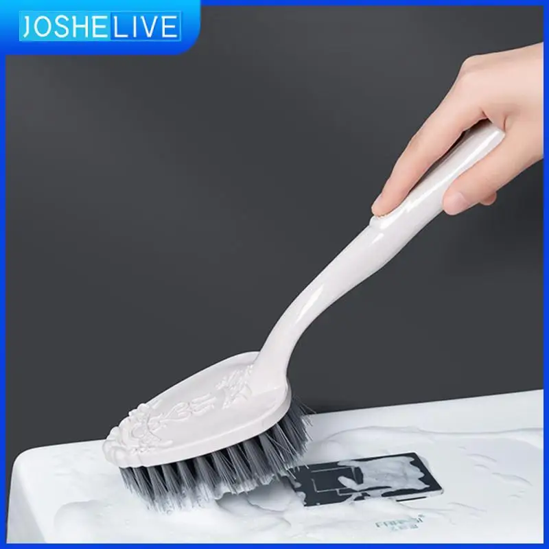 

Durable Long Handle Tile Cleaning Brush Multifunctional Simple Floor Bath Brush Suspensable White Indoor Cleaning Brush 1pc