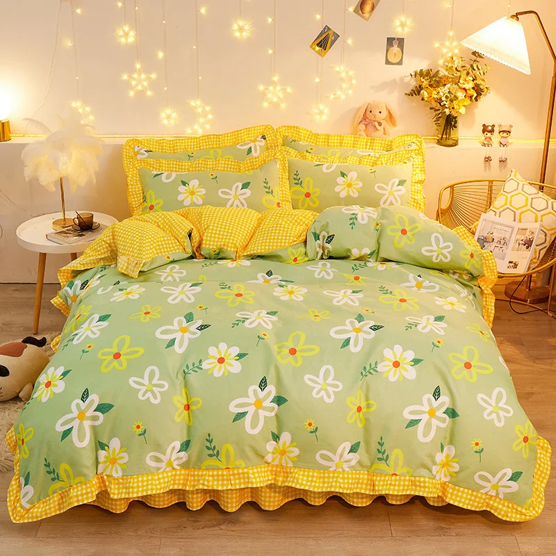

Kuup New Duvet Cover kawaii Bedding Set Twin Size Flower Quilt Cover 150x200 High Quality Skin Friendly Fabric Bedding Cover