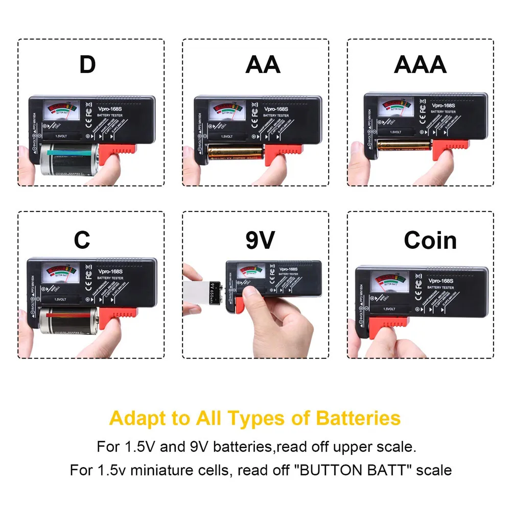 Тестер батареи проверка универсальный тестер монитор для AA AAA C D 9V 1 5 V кнопки