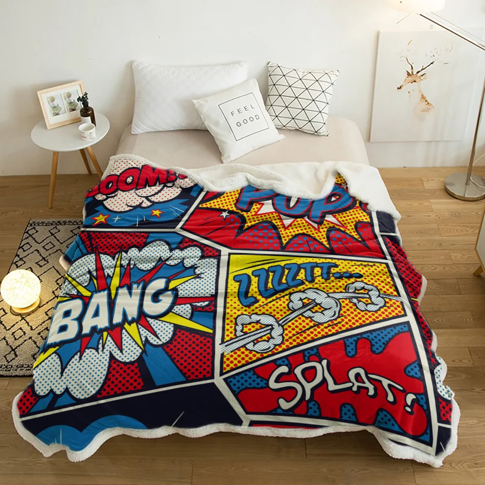 

Explosion Style Animation Plush Throw Blanket Sherpa Fleece Bedspread Blankets Sofa Cover Bedding Picnic Wool Soft Blanket