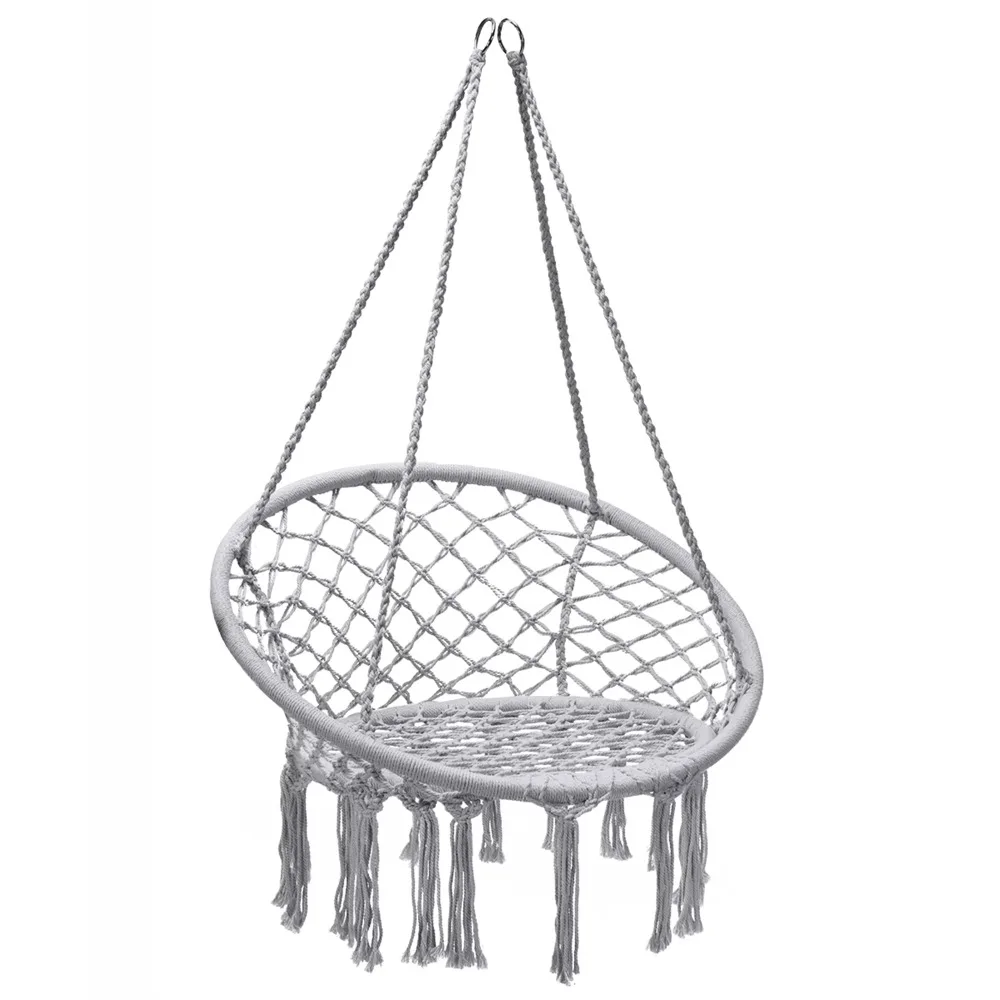 

Swing Chair Hammock Chair Suspended Hammock Chair Made of Cotton Rope and Steel Frame Durable and Sturdy