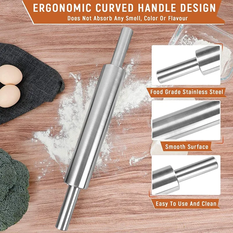 Rolling Pin For Baking Pizza Pie & Cookie Dough Roller With Handle Design Best Fondant Crust