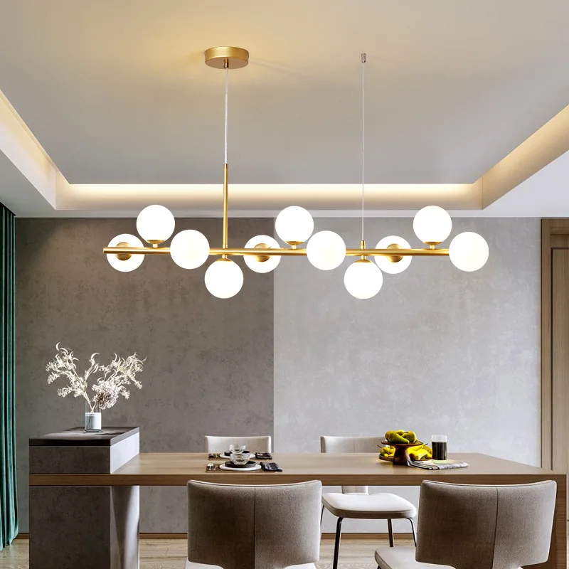 Nowoczesny długi jadalnia żyrandole szklane kulki klosz światła nad stołem kuchnia biuro lampa wisząca Home Decor oprawy 1 Nowoczesny długi jadalnia żyrandole szklane kulki klosz światła nad stołem kuchnia biuro lampa wisząca Home Decor oprawy 1