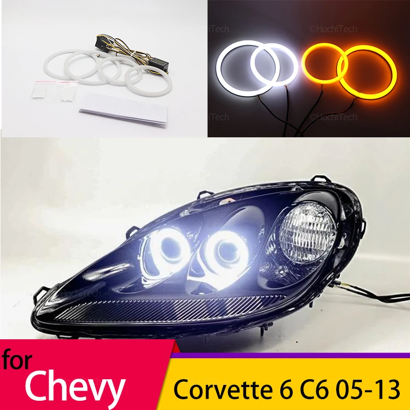 

White Yellow Halo Ring Angel Eyes Turn Signal Switchback Cotton LED for Chevy Chevrolet Corvette 6 generation C6 2005-2013