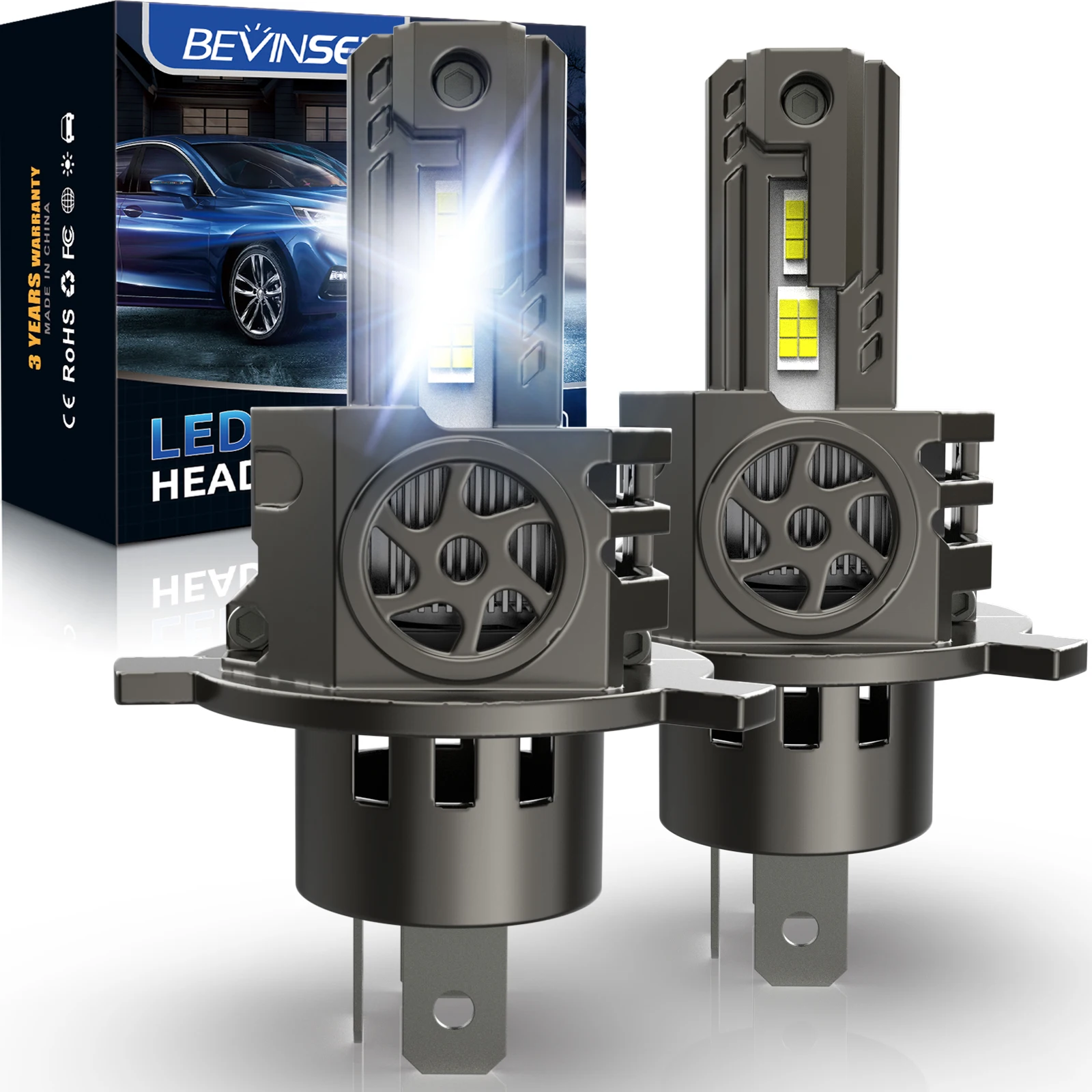 

Bevinsee H4 Led Motorcycle Headlight Bulb Canbus Error Free 100W 6000K White Hi Lo Beam Light Powerful Lamp For Harley-Davidson