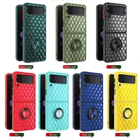 pu leather finger ring case for samsung galaxy z flip 3 5g soft silicone armor shockproof holder stand magnetic back phone cover