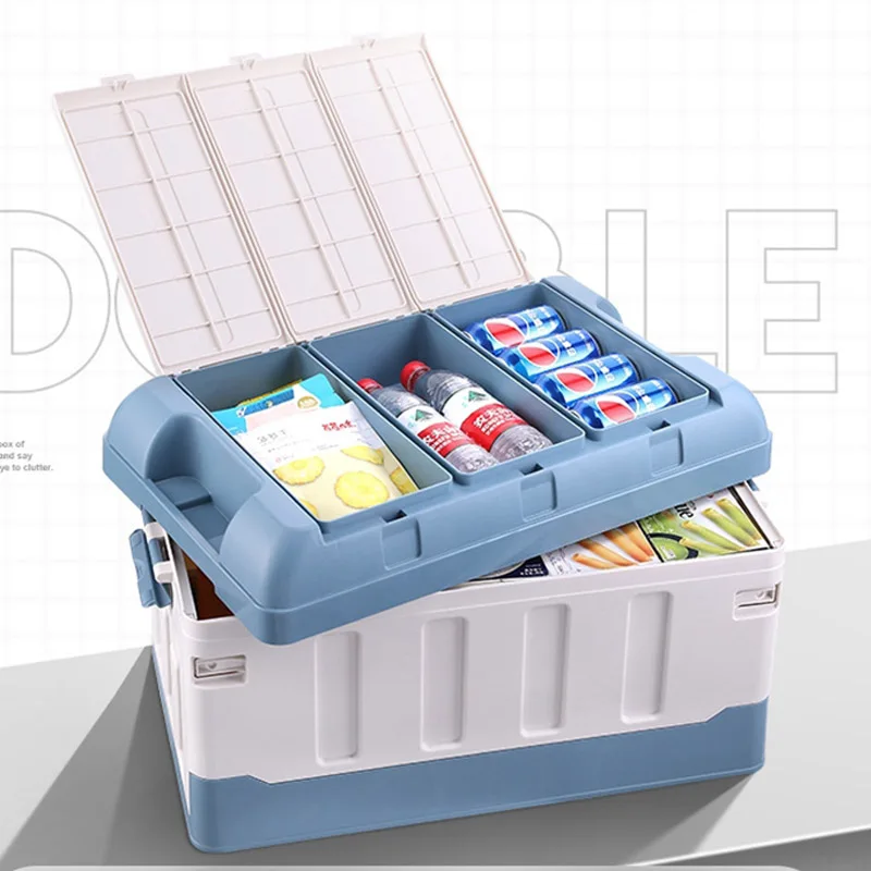 Car Storage Box Trunk Classified Storage Double-layer Compartment Thickened Sorting Box Self-driving Toolbox Household Items