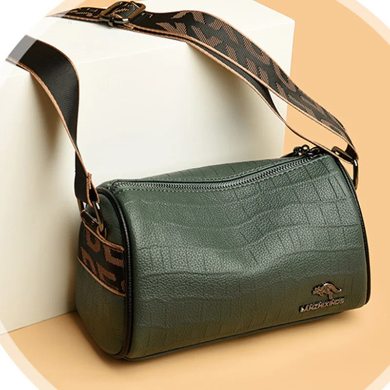 

Женская сумка через плечо с широким ремешком, Роскошная мягкая кожаная сумочка на плечо, простые дизайнерские дамские стильные мессенджеры