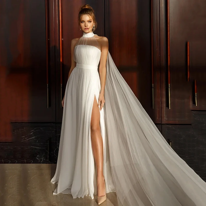 Платье Свадебное шифоновое в стиле бохо без рукавов