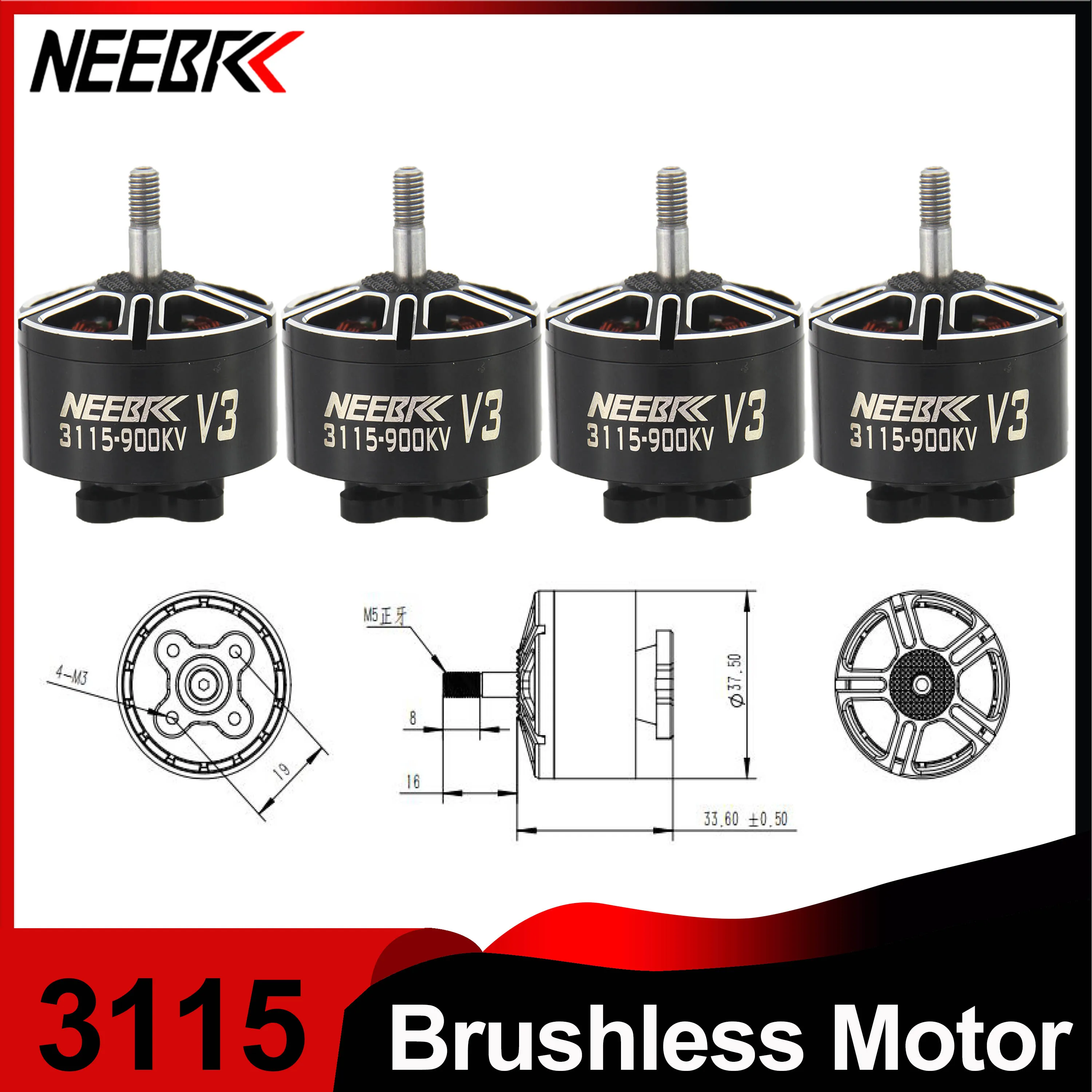 Бесщеточный двигатель NeebRC 3115 900KV для 9/10 дюймов RC Multirotor X-Class Cinelifter Taurus X8Pro Protek60 FPV