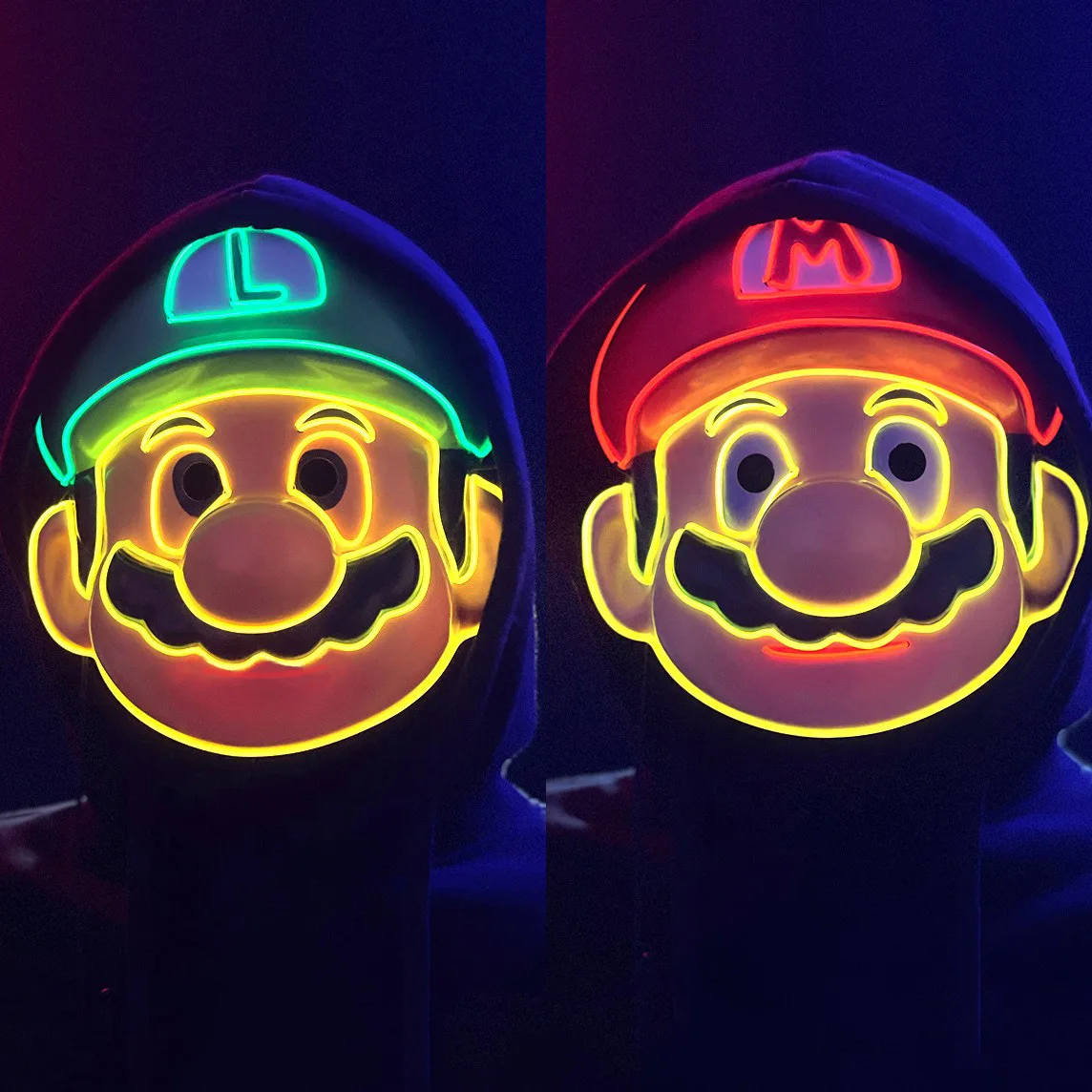 

Super Mario Bros Luminous Mask Party Led Shining Mask Anime Cute Children Cosplay Costume Perform Halloween Christmas Prop Gifts