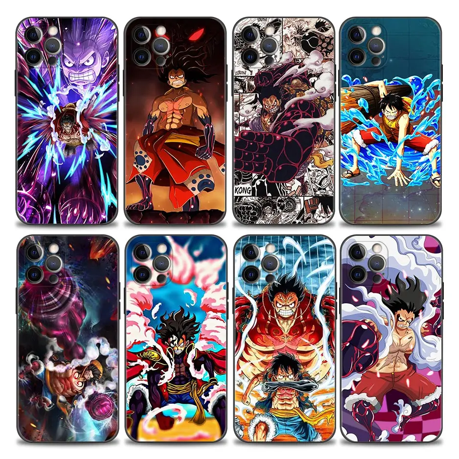 

Anime One Piece Monkey D Luffy Phone Case for iPhone 11 12 13 Pro Max 7 8 SE XR XS Max 5 5s 6 6s Plus Black Soft Silicone Cases