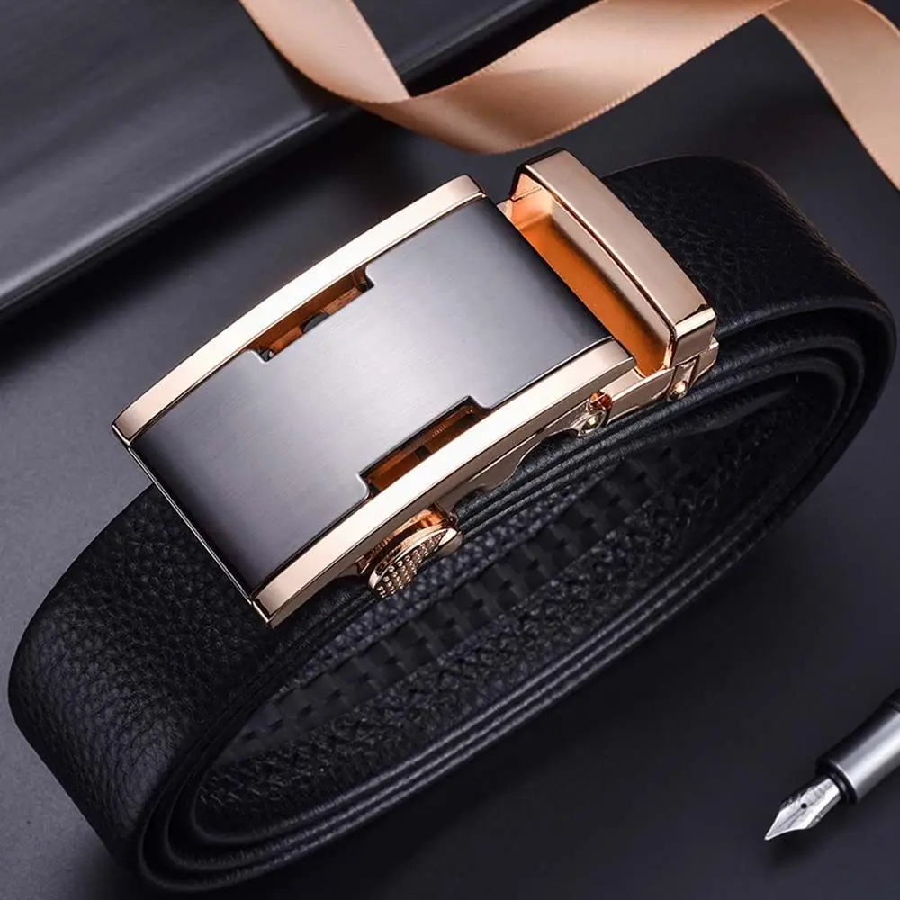 

Quality Cowskin Jeans Belts Business Style Men Waist Strap Men Belts Automatic Buckle Waistband Genuine Leather Belts