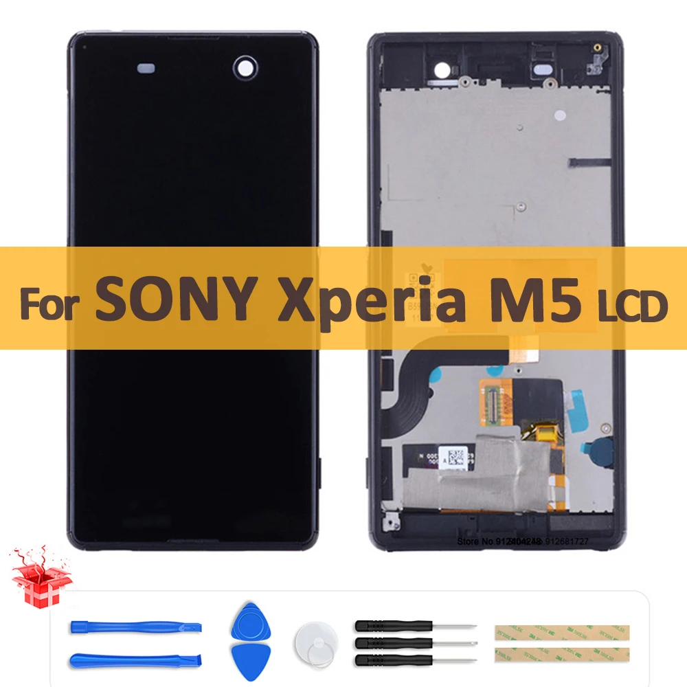 

Оригинальный дисплей 5,0 дюйма для SONY Xperia m5, сменный сенсорный ЖК-экран с рамкой E5603 E5606 E5653, ЖК-дигитайзер в сборе