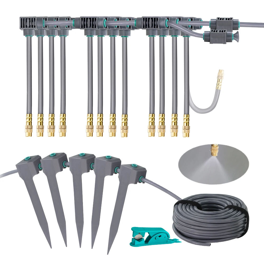 

20/30/50CM DIY Automatic Micro Watering System Brass Nozzle Extension 360°Drip Irrigation Kit Misting Cooling for Garden Flower