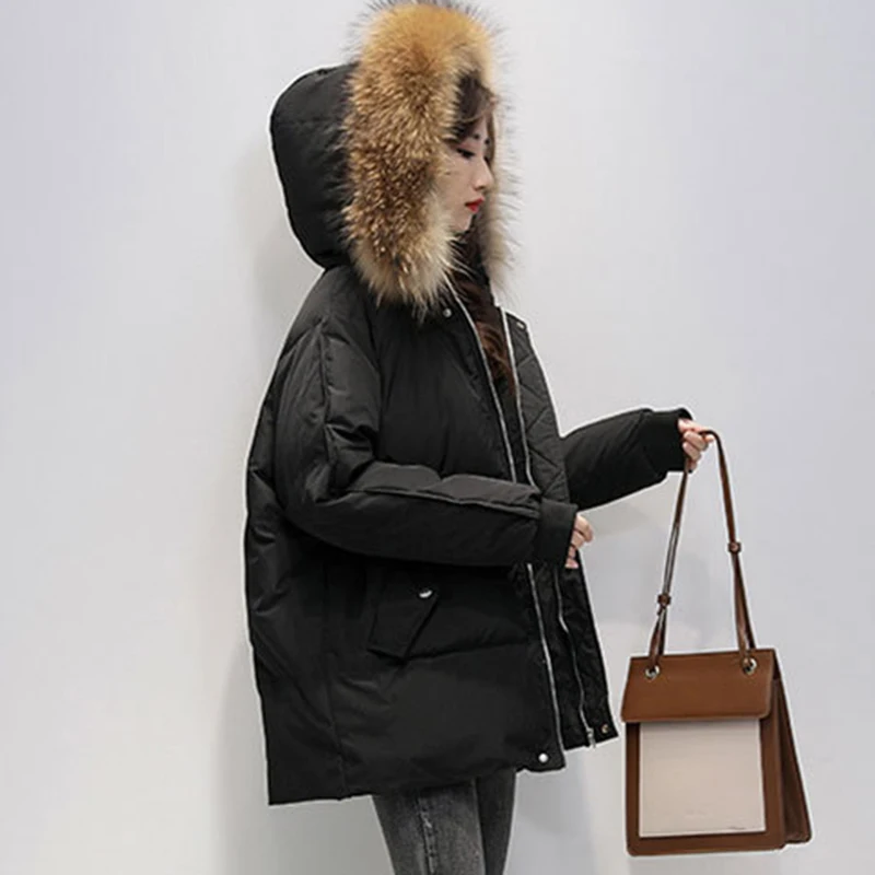 2022 New Thickened Down Jacket Plus Size Women's Winter Bomber Jacket Hooded Wool Collar Cotton Coat Women's Parka Coat