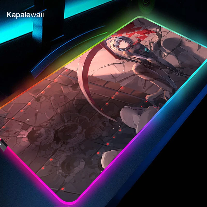 

Anime Evangelion Game Mouse Pad RGB Notbook Keyboard Pad Lock Dsek Mat LED Color Light Mouse Pad XXL Gamer Gaming Accessories