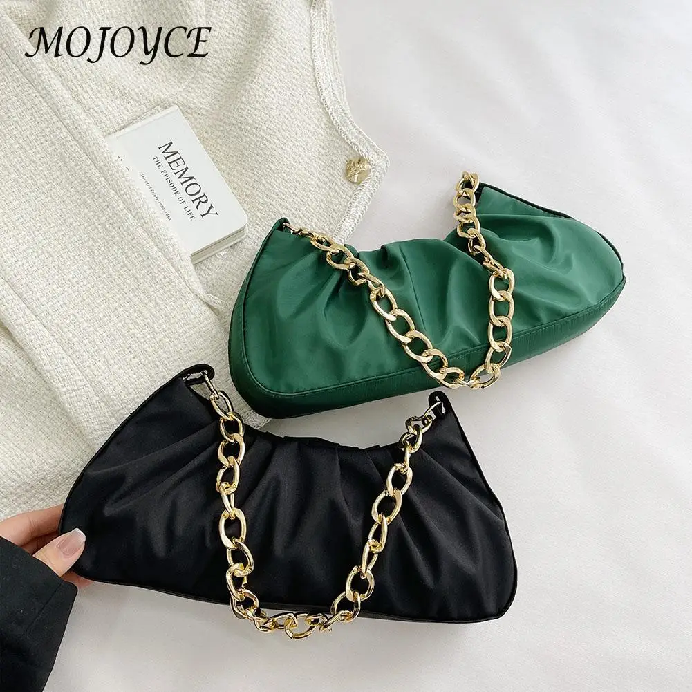 

Нейлоновая сумка через плечо на молнии для женщин, дизайнерские дамские сумочки через плечо с цепочкой в стиле ретро, нейлоновая Классическ...