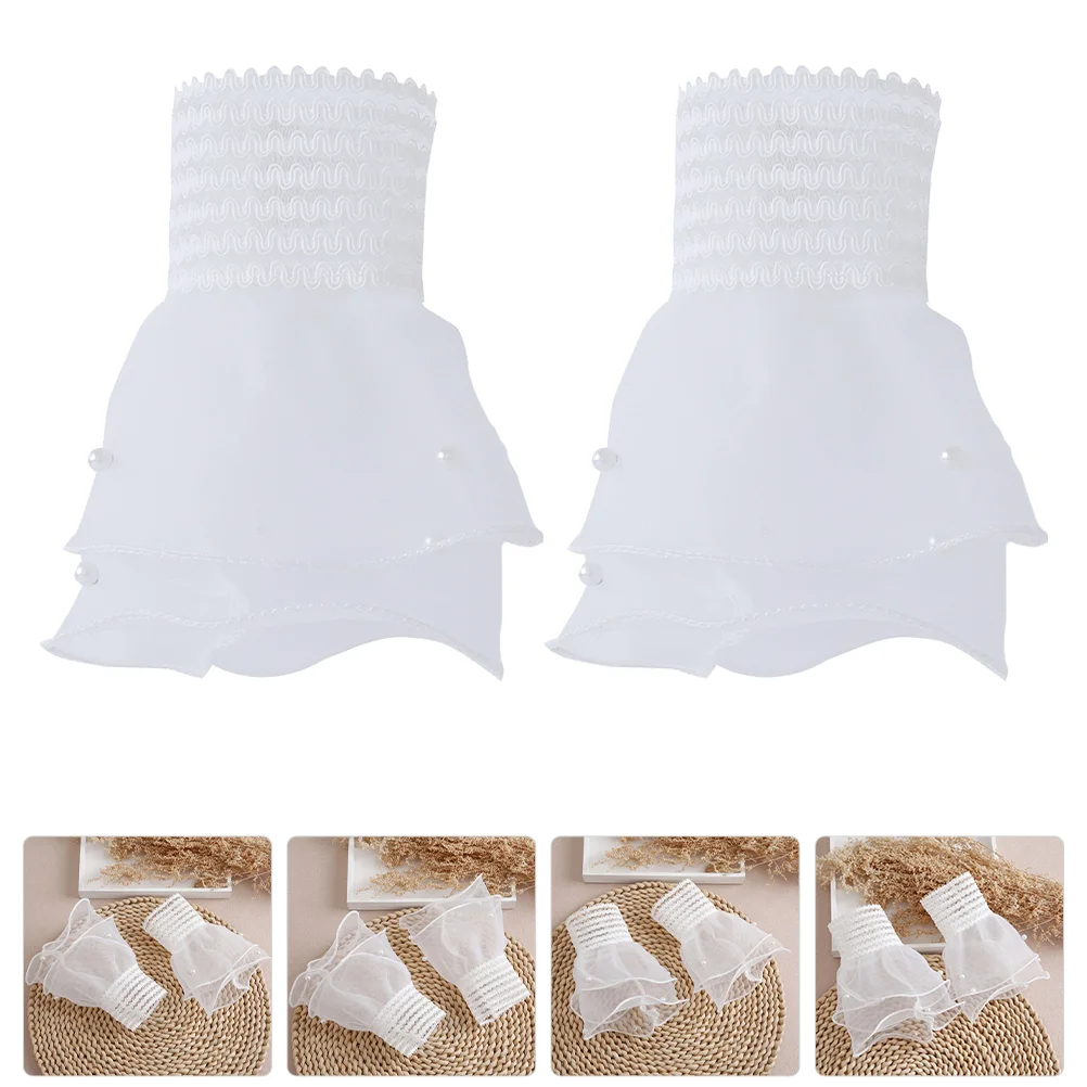 

Fake Wrist Sleeves Fabric Fingerless Gloves Women Cuffs Costume Accessories Hand Lolita Miss Bracelet