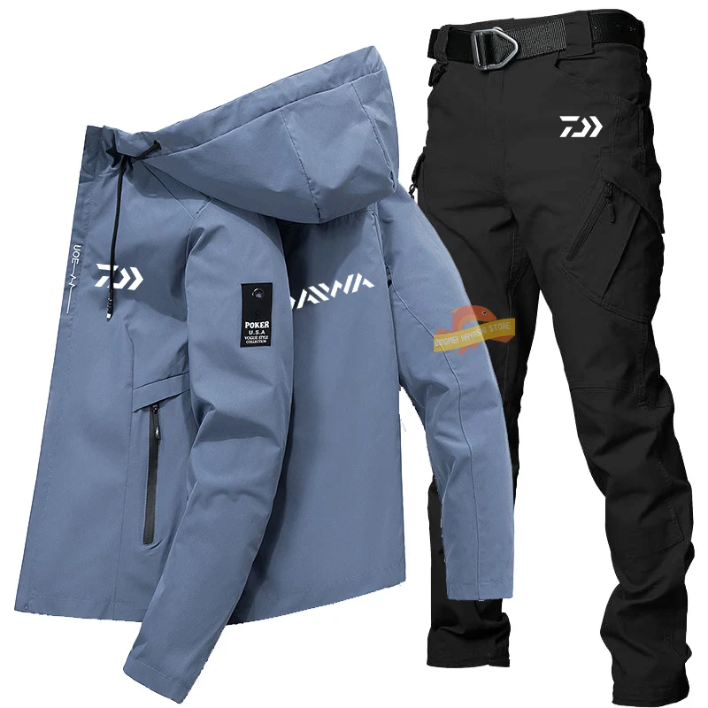 

Высококачественная Мужская дышащая толстовка с капюшоном ветровка тактические брюки весенне-осенняя одежда для рыбалки уличный спортивны...