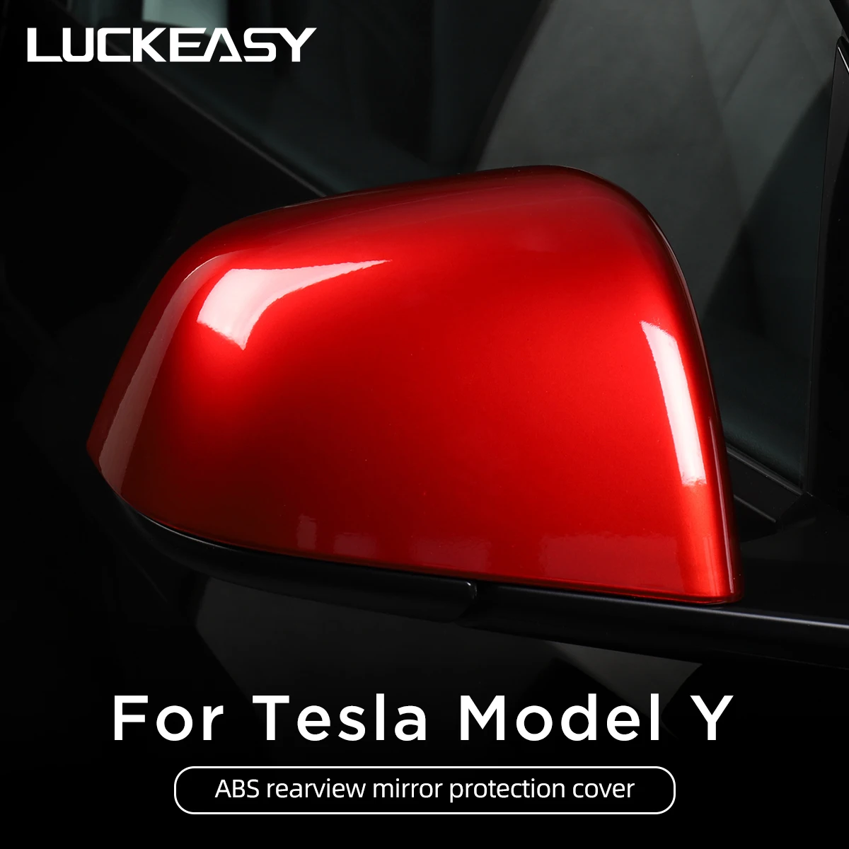 

LUCKEASY Car ABS Side Door Mirror Cover For Tesla Model Y 2020-2023 Auto Exterior Accessories Carbon Fiber Rearview Mirror Cover