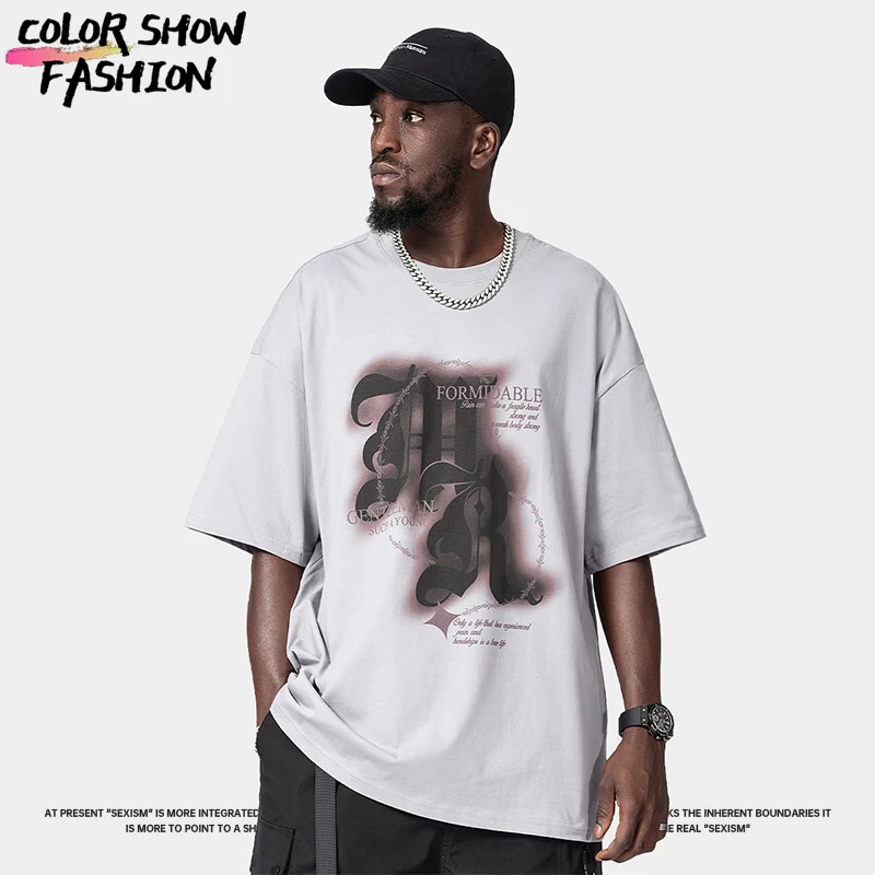 

Summer New Personality Letter Pattern Printing T-shirt Hip-Hop Street Casual Loose Short-Sleeved Men's and Women's T-shirt