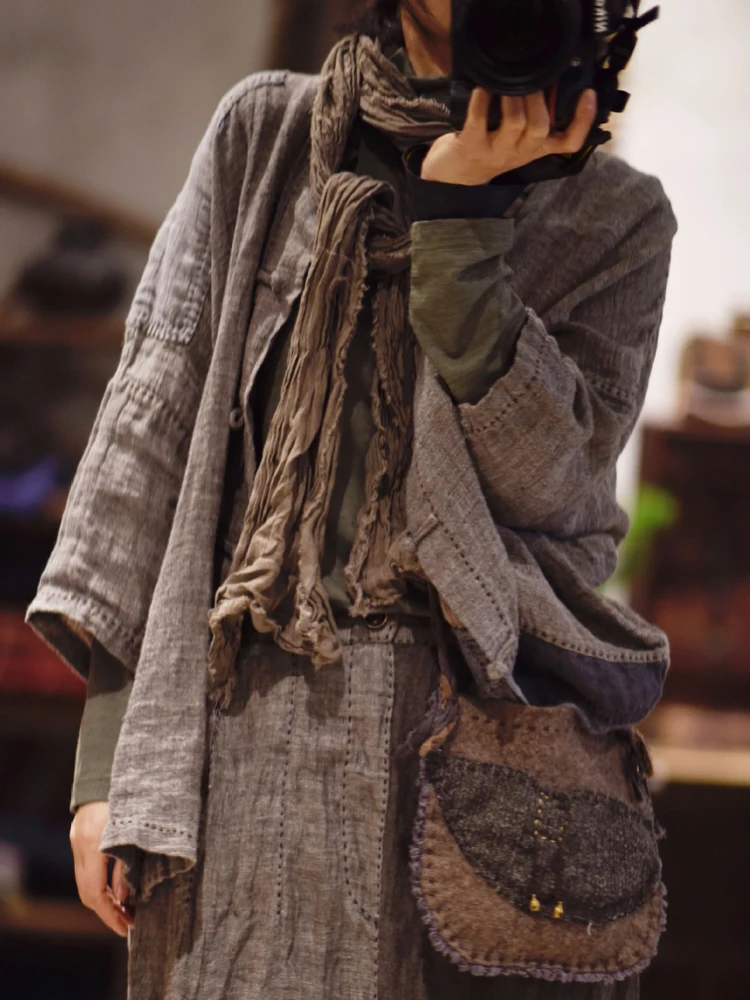 Женские льняные куртки Johnature с карманами и пуговицами v-образным вырезом рукавом