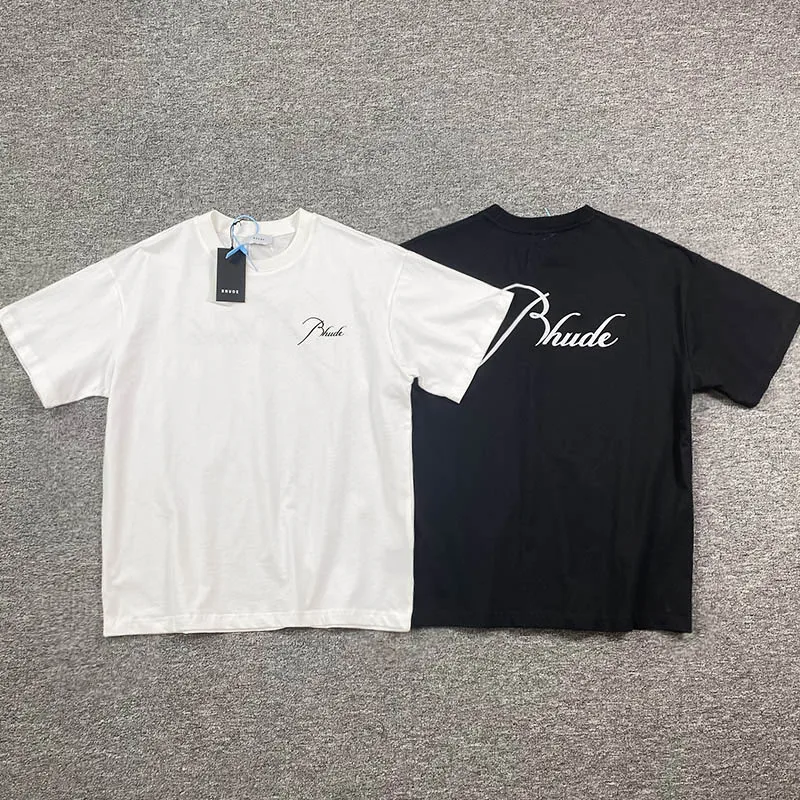 

RHUDE T-Shirt Logo Print Oversize White Men Women 1:1 Tee Rhude Mens Short Sleeves