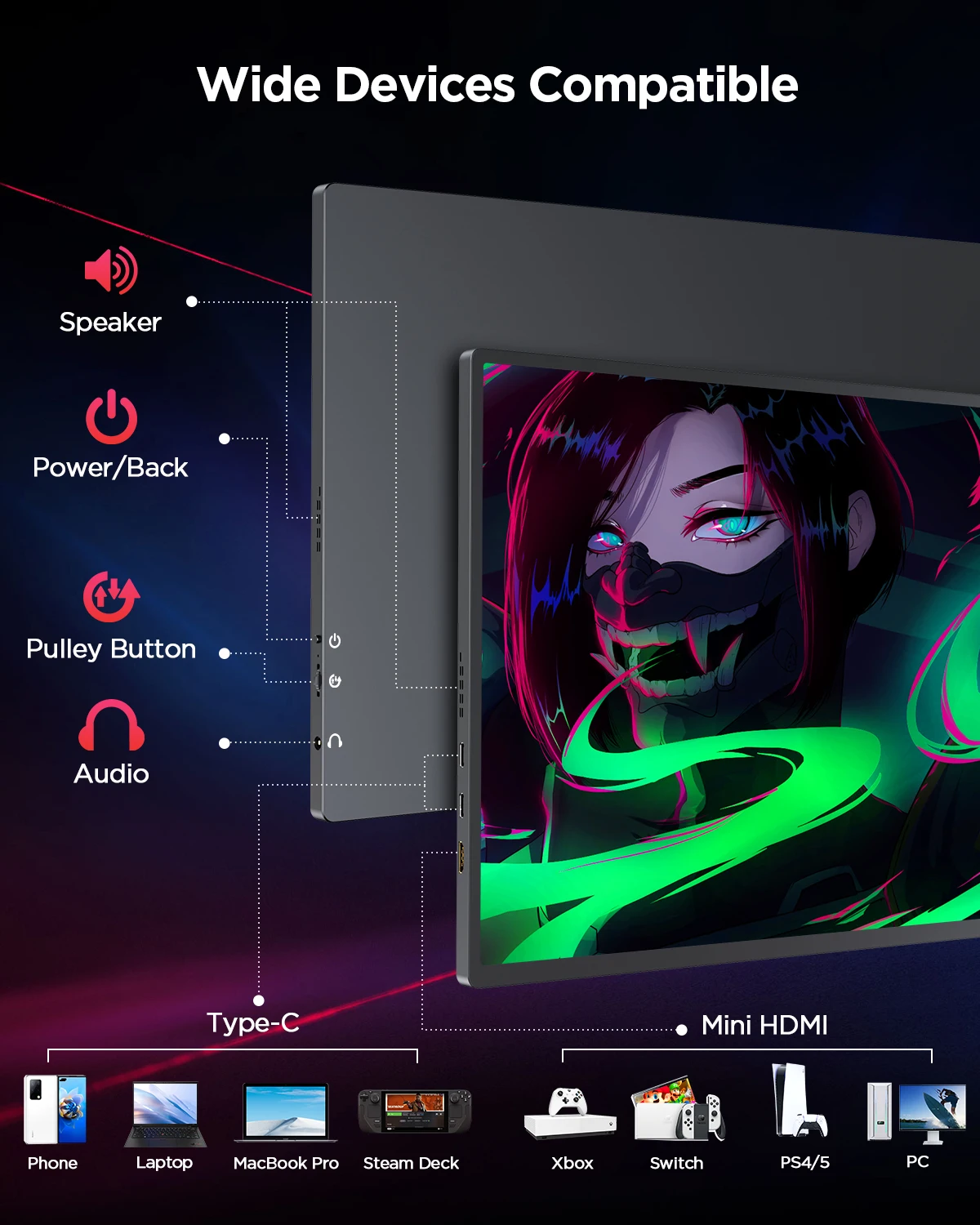 16-дюймовый Компьютерный дисплей UPERFECT 2560 × 1600 QHD 2K IPS экран USB C игровой монитор с Type-C Mini HDMI для ноутбука ПК MAC Phone (art.: 3920bf421c3aa) - 3920bf421c3aa