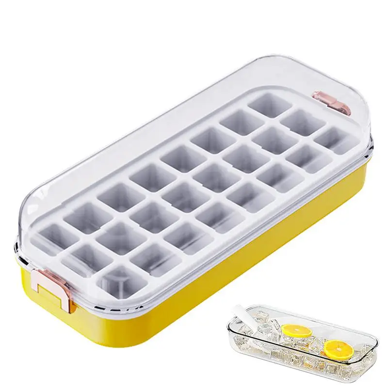 

Кухонный Контейнер для льда, 24 ячейки, большие формы для льда с крышкой, лопата для льда, инструмент для производства льда большой емкости, быстроразъемный льд