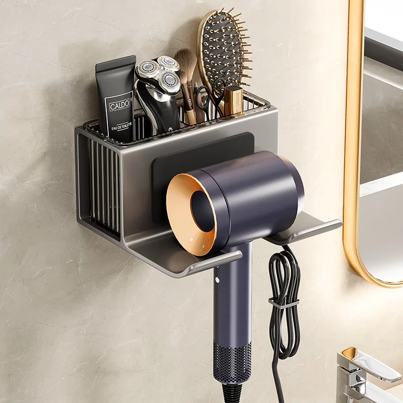 

Hair Dryer Storage Rack Perforation-free Bathroom Wall-mounted Hair Dryer Holder Bathroom Dryer Storage Rack