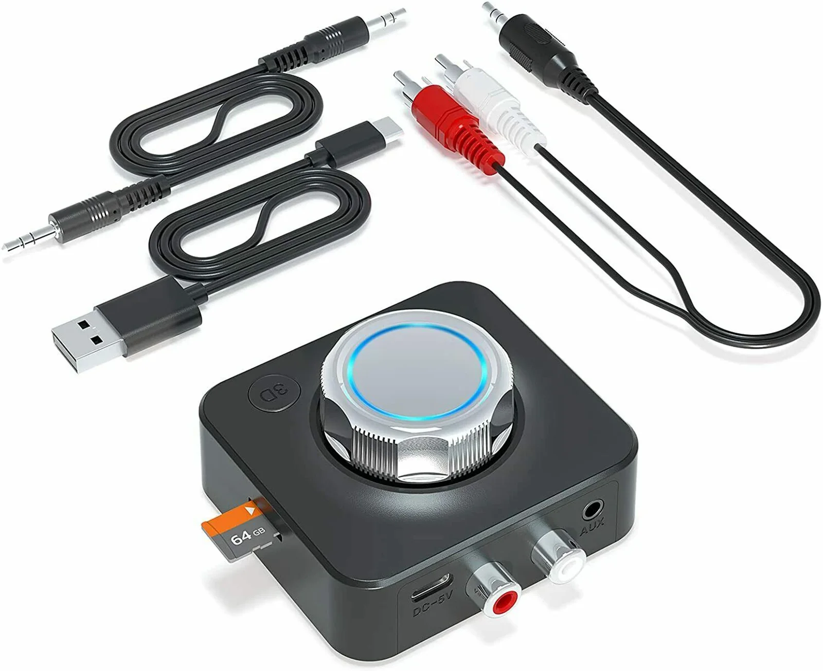 

Беспроводной Bluetooth-ресивер USB 5,0, 3,5 мм, AUX, NFC, стерео-адаптер 2RCA