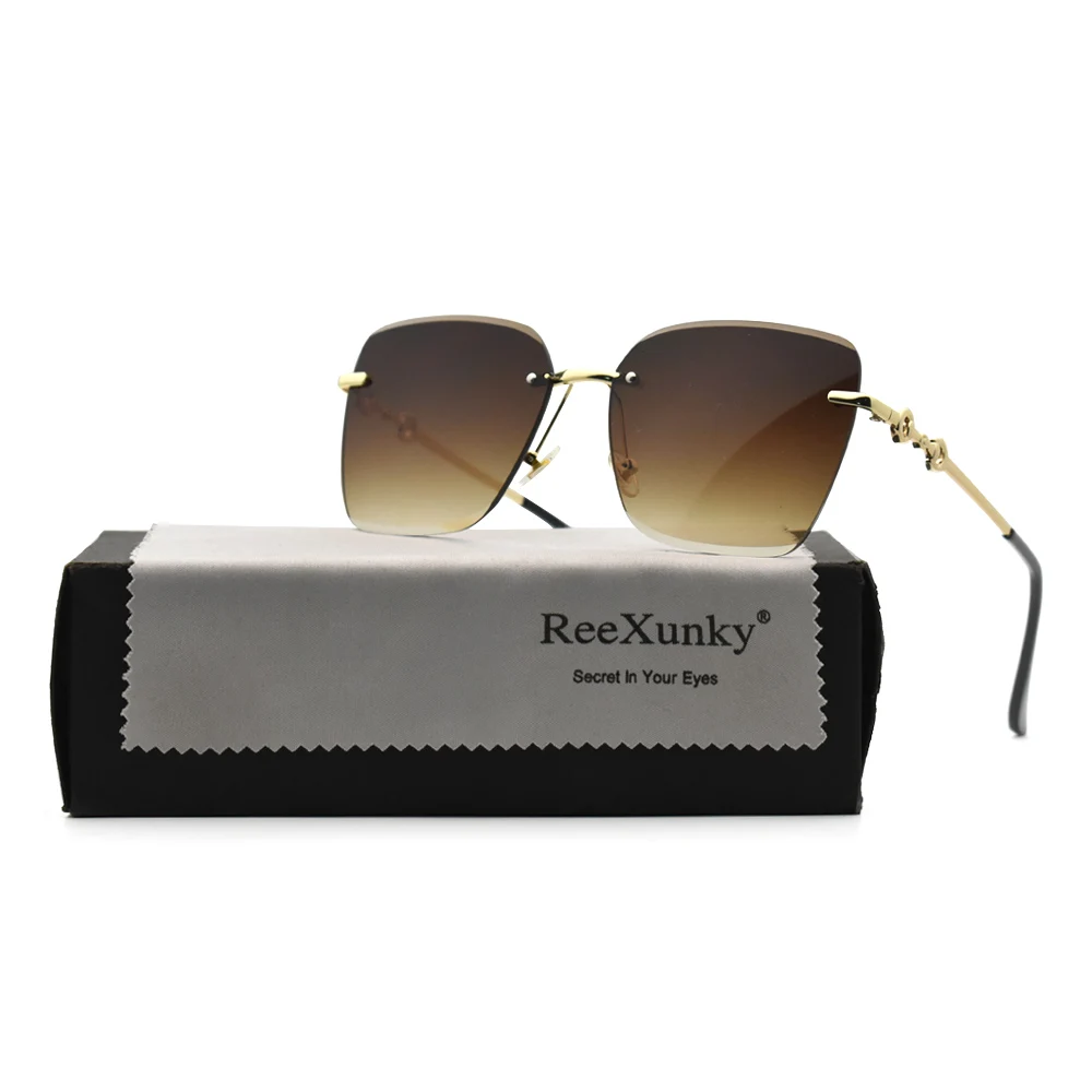 Винтажные квадратные солнцезащитные очки без оправы для женщин модные с