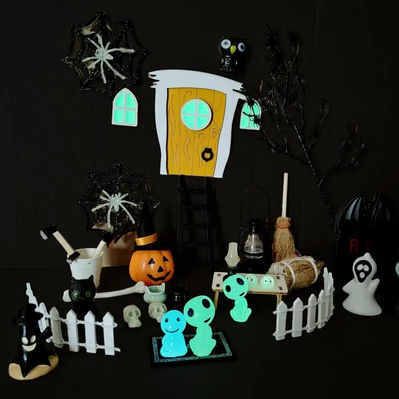 

Halloween Dollhouse Miniatures 35 Pieces Halloween Village Accessories Miniature Halloween Figurines Reusable Miniatures