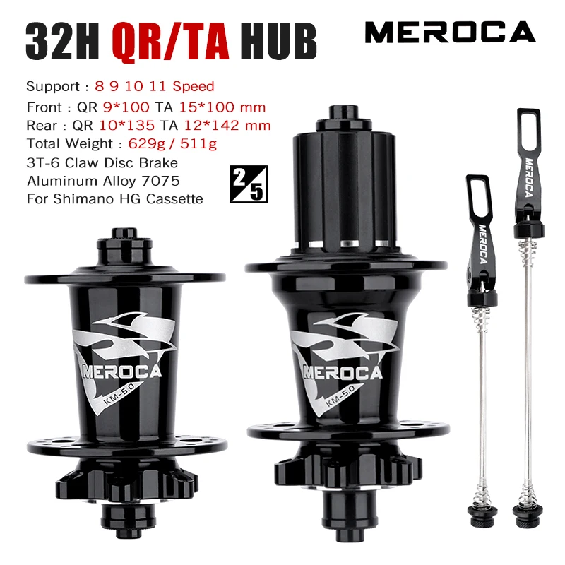 

MEROCA Bicycle Hubs 5 Bearing MTB Mountain Bike Hub 8 9 10 11 Speed Ratchet Freehub 6 Pawls 32 Furos For Shimano HG Cassette