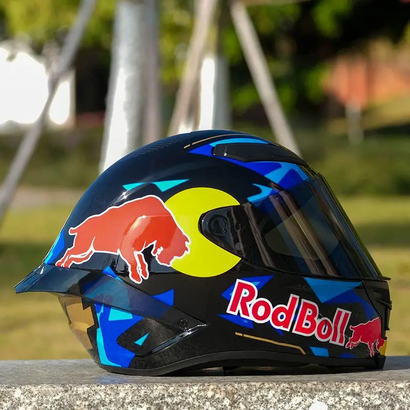 

Мотоциклетный шлем Red Bull для мужчин и женщин, аксессуары на все лицо для мотокросса, кафе, гоночного скутера