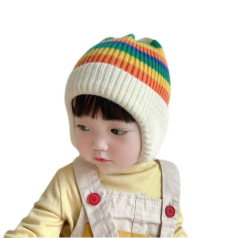 

Children's hats Autumn and winter girls' pullover hats Korean knitted hats Color wool hats Boys' warm earmuffs Fashion