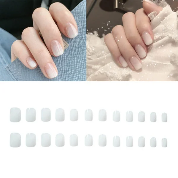 

Delysia King 24 Glossy White Square Gradient Fake Nails