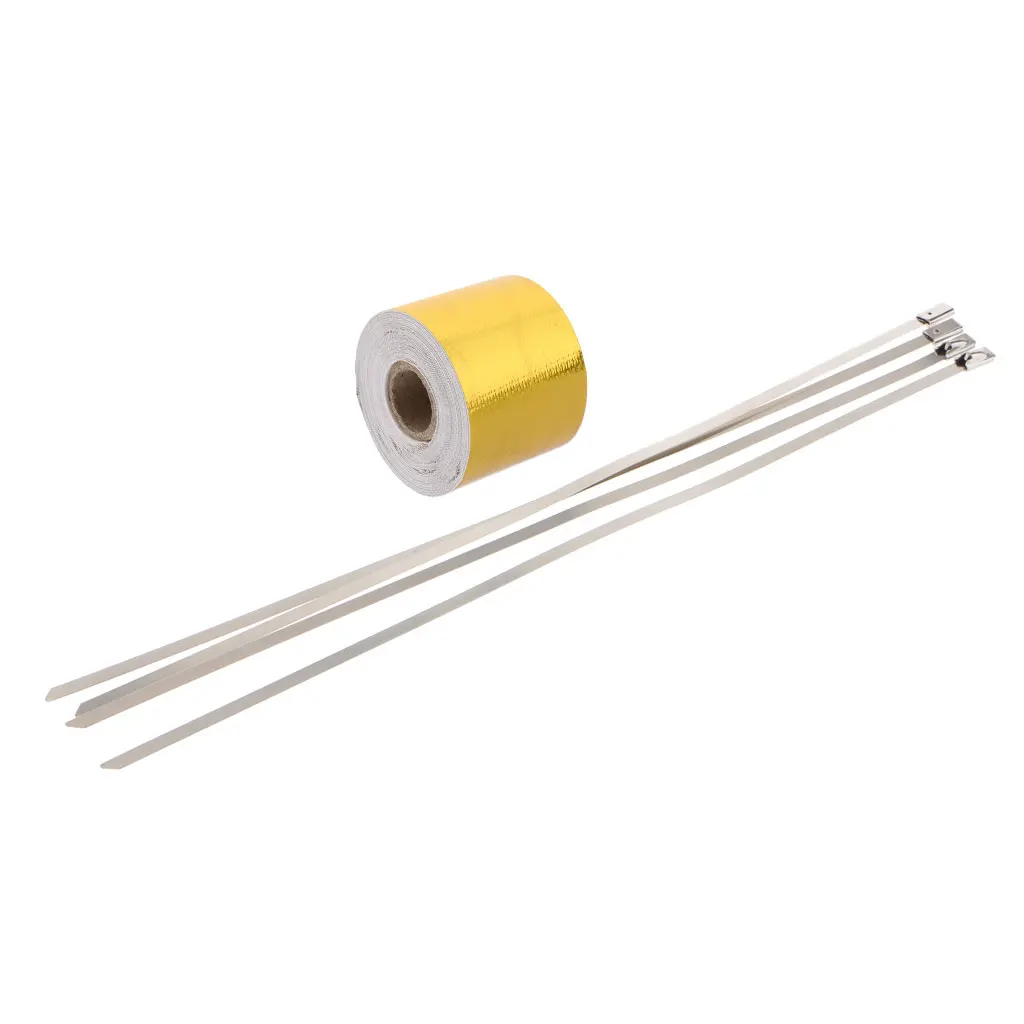 

10m High-Temperature Heat Reflective Tape Adhesive Backed Engine Protection Wrap - Golden