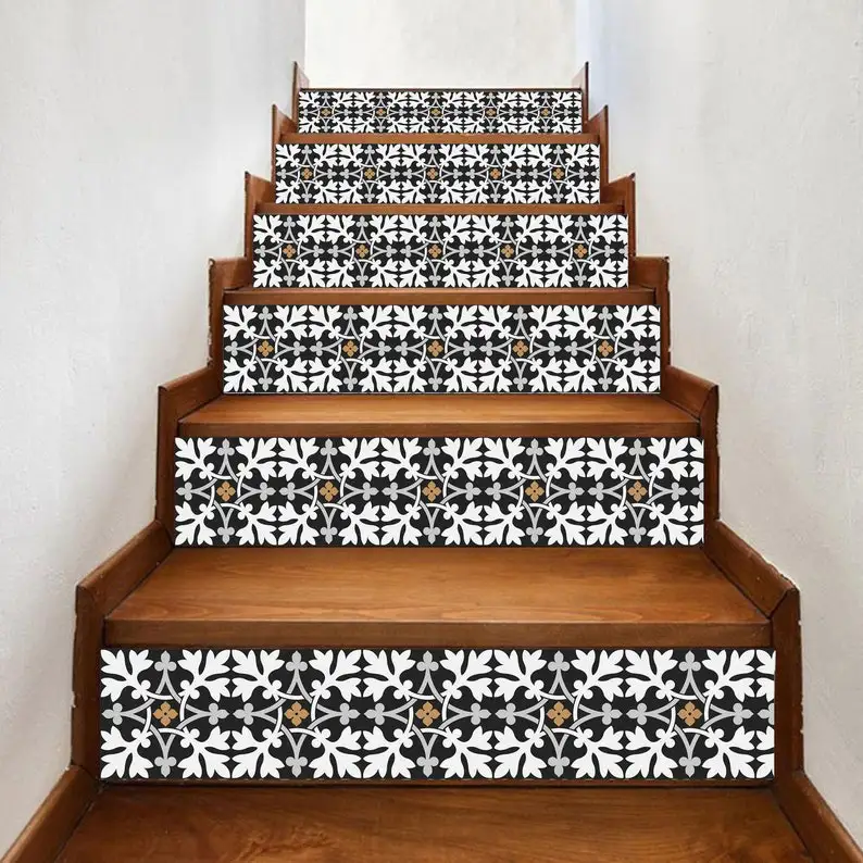 

Portuguese pattern stair riser, window sill, tile stickers 7 inch X 36 inch strips #0041- Choose the number of strips needed fro