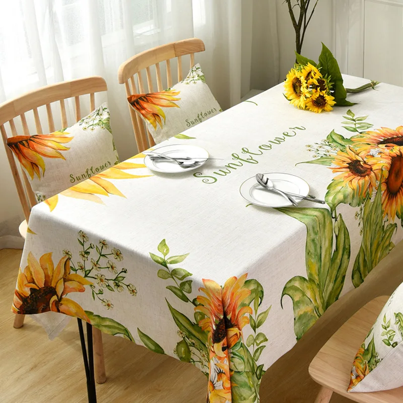 

Sunflower Pastoral American Tablecloth Home Coffee Table Table Rectangular Waterproof and Antifouling Tablecloth Nappe De Table